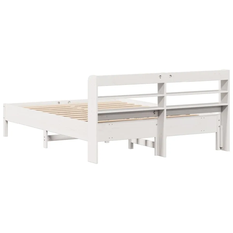 Cadre de lit sans matelas blanc 150x200 cm bois de pin massif - 6