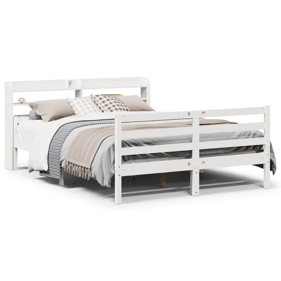 Cadre de lit avec tête de lit sans matelas blanc 150x200 cm - 2