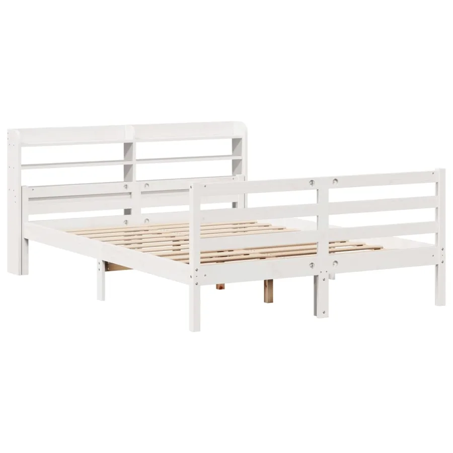 Cadre de lit avec tête de lit sans matelas blanc 150x200 cm - 3
