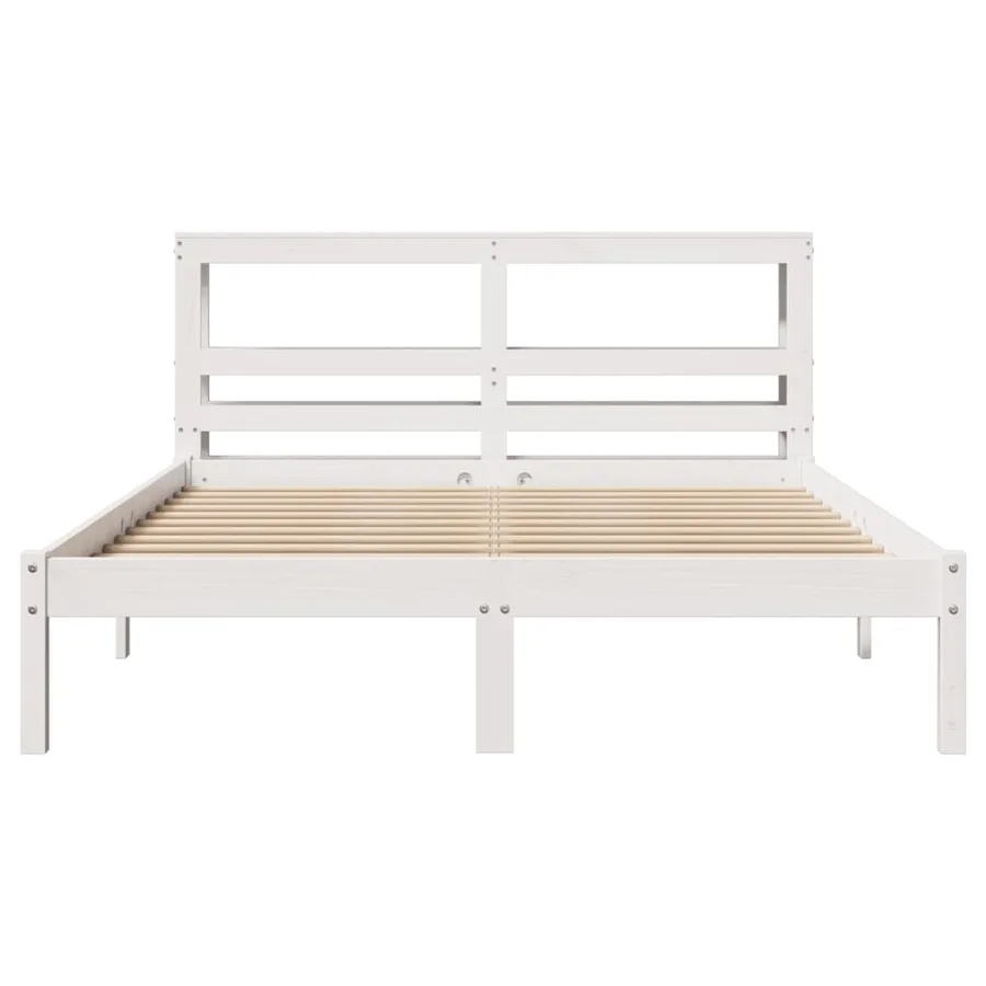 Cadre de lit sans matelas blanc 140x190 cm bois de pin massif - 4
