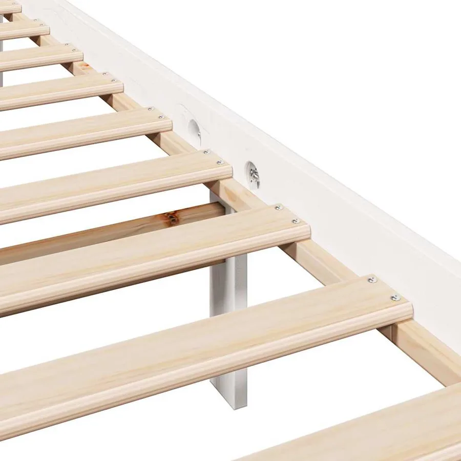 Cadre de lit sans matelas blanc 180x200 cm bois massif de pin - 9