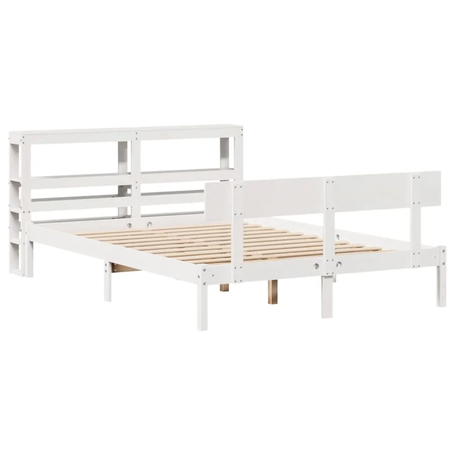 Cadre de lit sans matelas blanc 160x200 cm bois de pin massif - 3