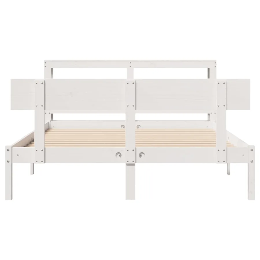 Cadre de lit sans matelas blanc 160x200 cm bois de pin massif - 4