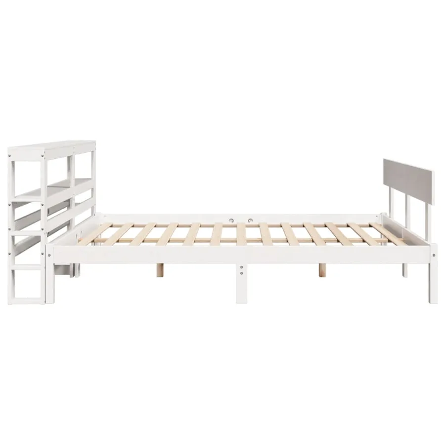 Cadre de lit sans matelas blanc 160x200 cm bois de pin massif - 5