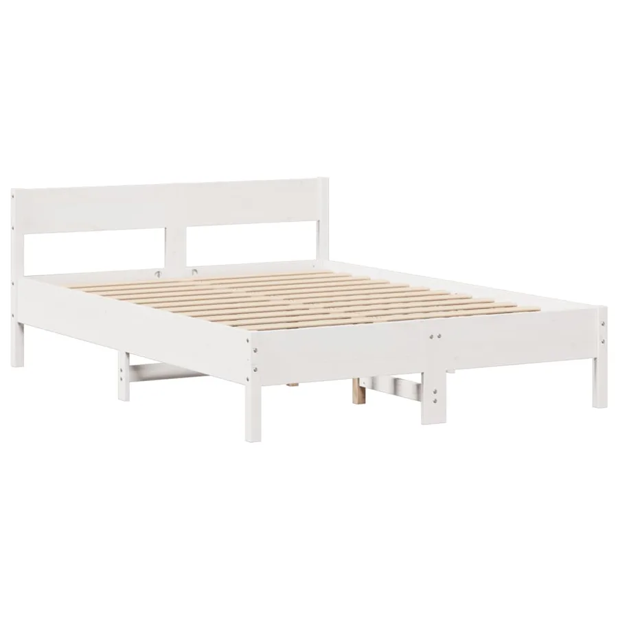 Cadre de lit sans matelas blanc 160x200 cm bois de pin massif - 7