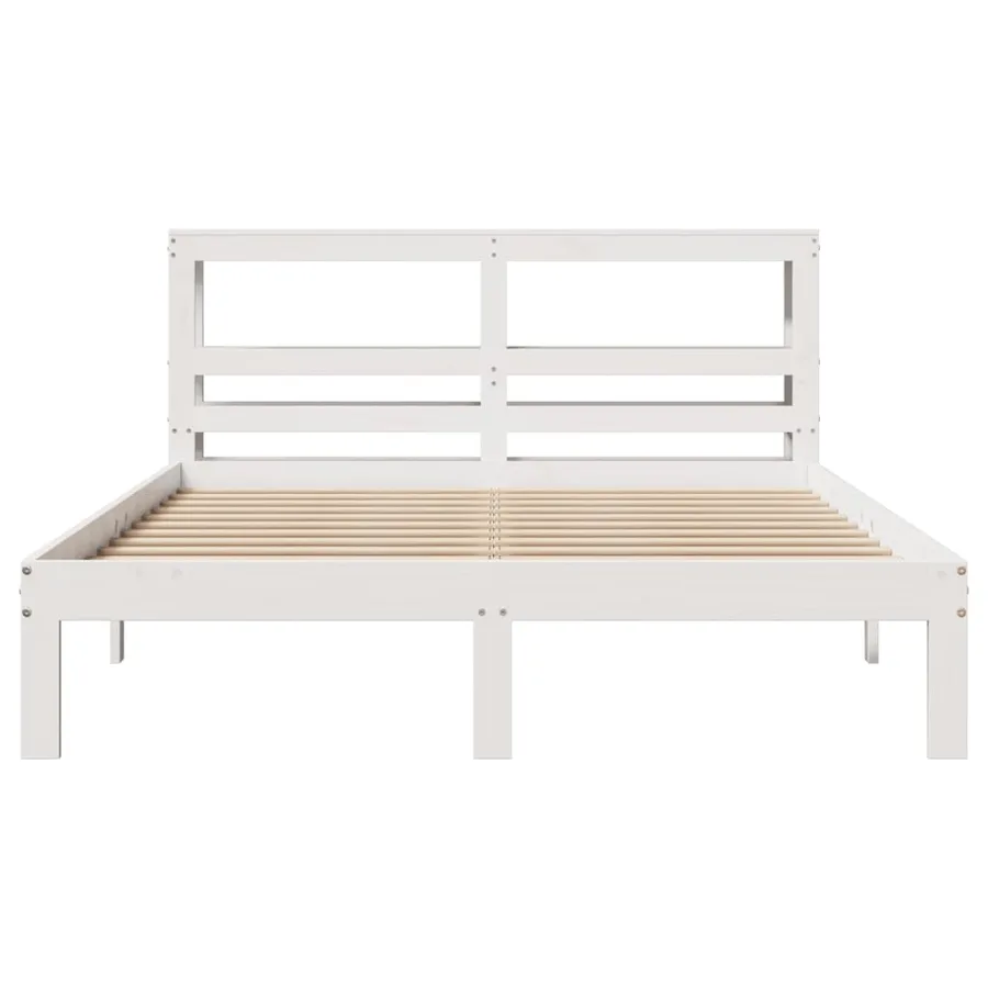 Cadre de lit avec tête de lit sans matelas blanc 160x200 cm - 4