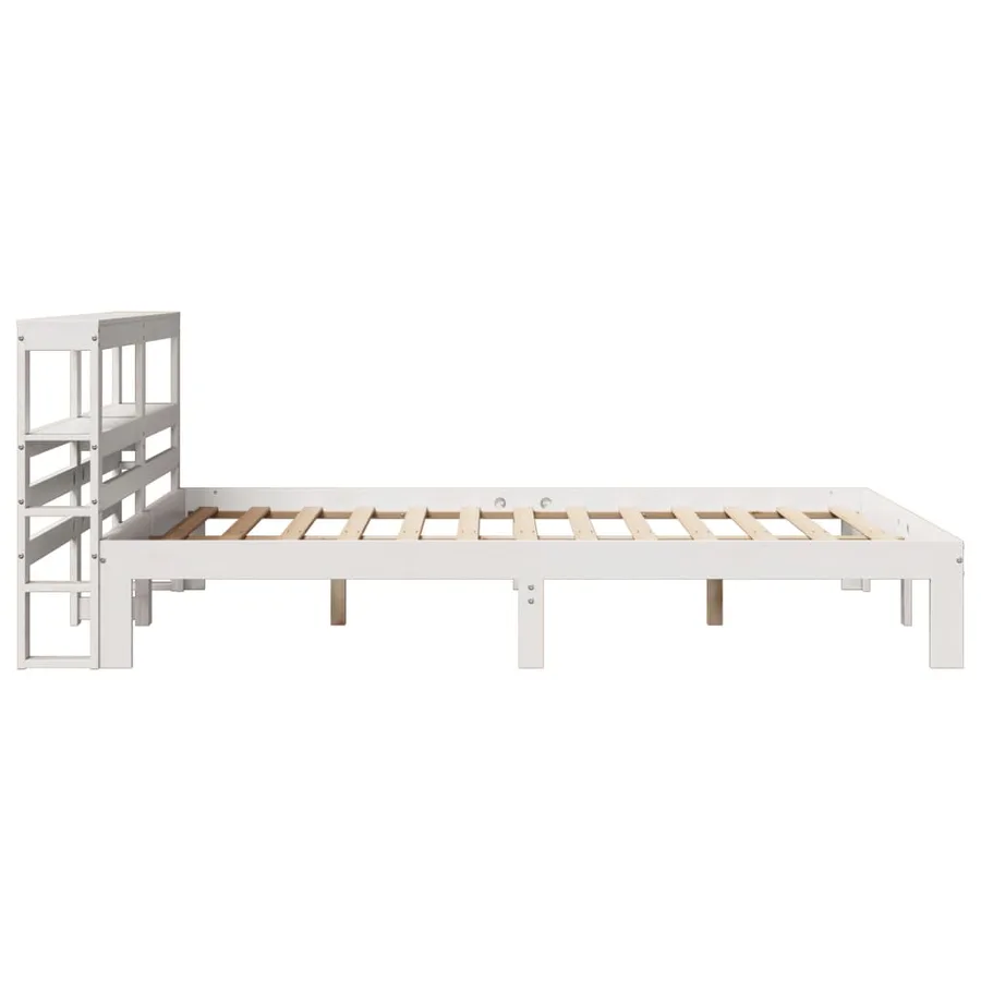 Cadre de lit avec tête de lit sans matelas blanc 160x200 cm - 5