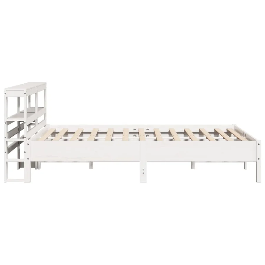 Cadre de lit sans matelas blanc 140x200 cm bois de pin massif - 5