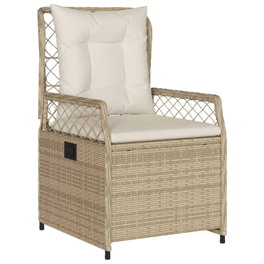 Ensemble à manger de jardin et coussins 3 pcs Beige poly rotin - 3