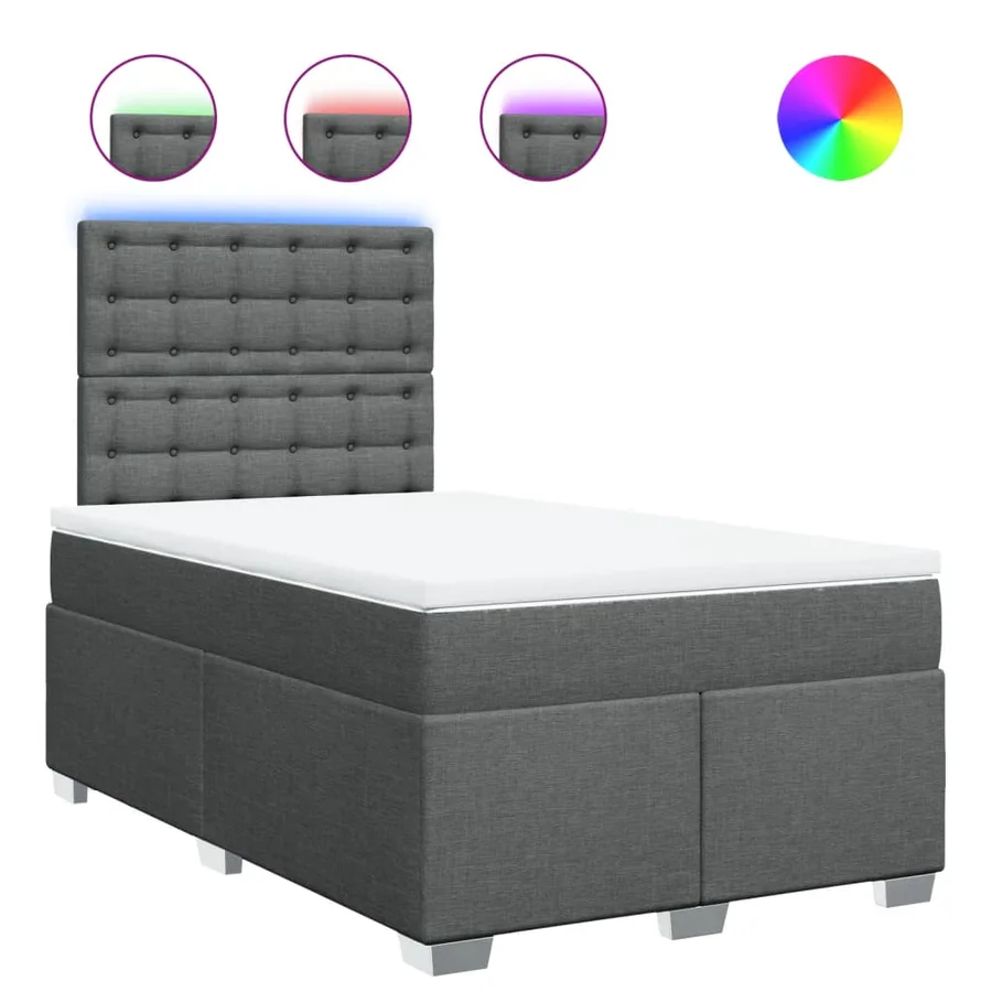 Sommier à lattes de lit avec matelas Gris foncé 120x200cm Tissu - 2