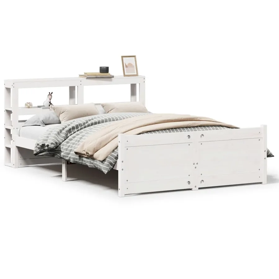 Cadre de lit et tête de lit sans matelas blanc 135x190 cm - 2