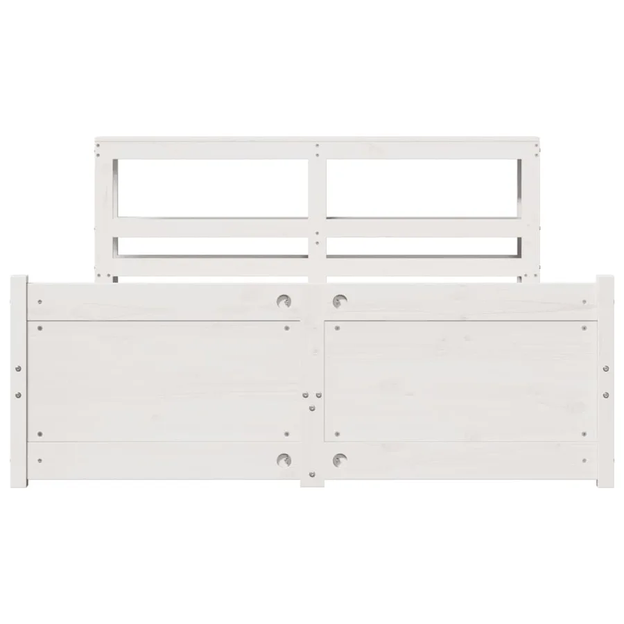 Cadre de lit et tête de lit sans matelas blanc 135x190 cm - 4