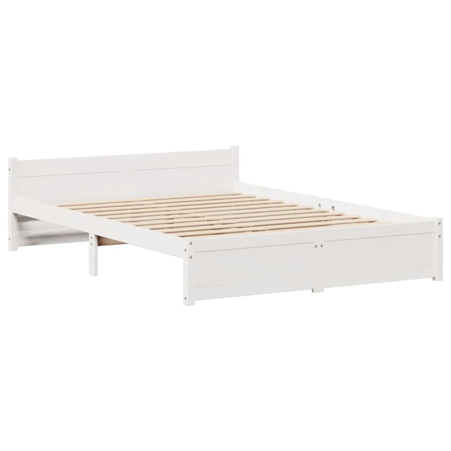 Cadre de lit et tête de lit sans matelas blanc 135x190 cm - 5