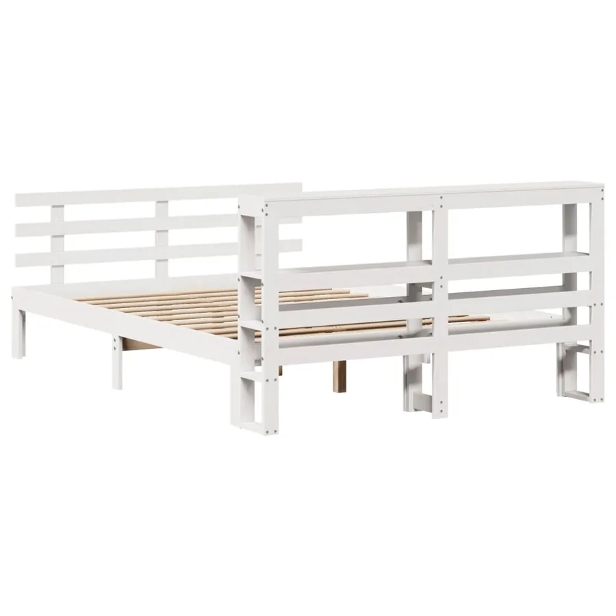 Cadre de lit et tête de lit sans matelas blanc 135x190 cm - 8