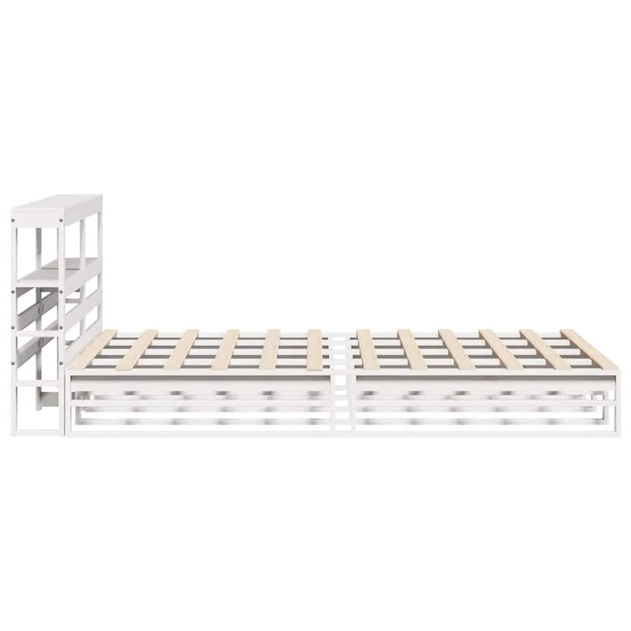 Cadre de lit sans matelas blanc 135x190 cm bois de pin massif - 7