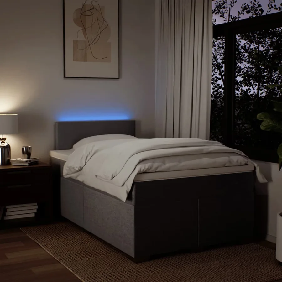 Sommier à lattes de lit avec matelas Taupe 120x200 cm Tissu - 5