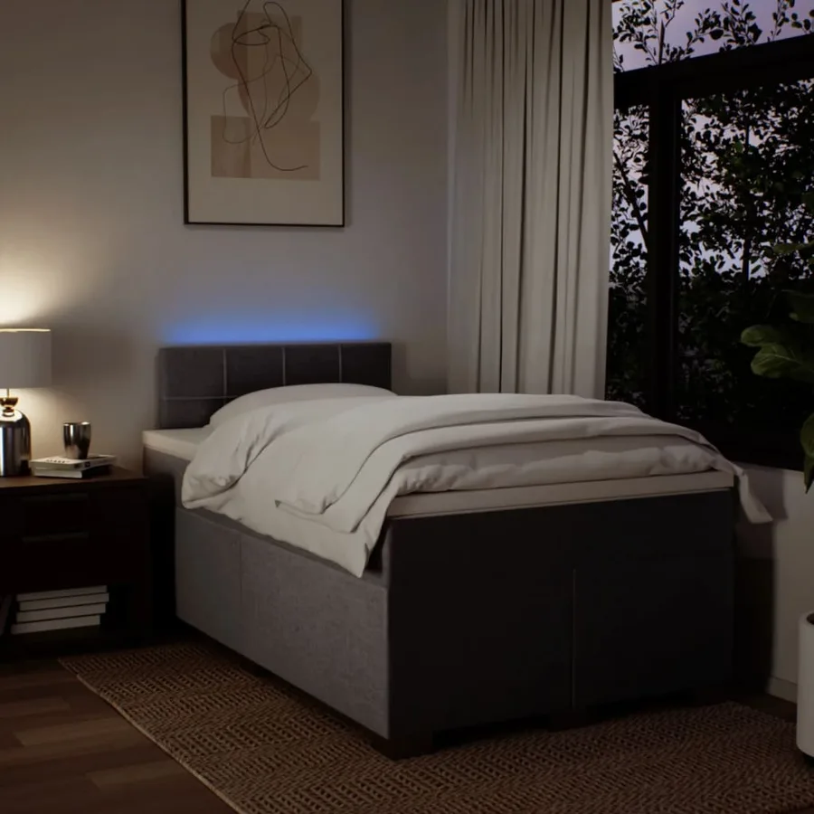 Sommier à lattes de lit avec matelas Taupe 120x200 cm Tissu - 5