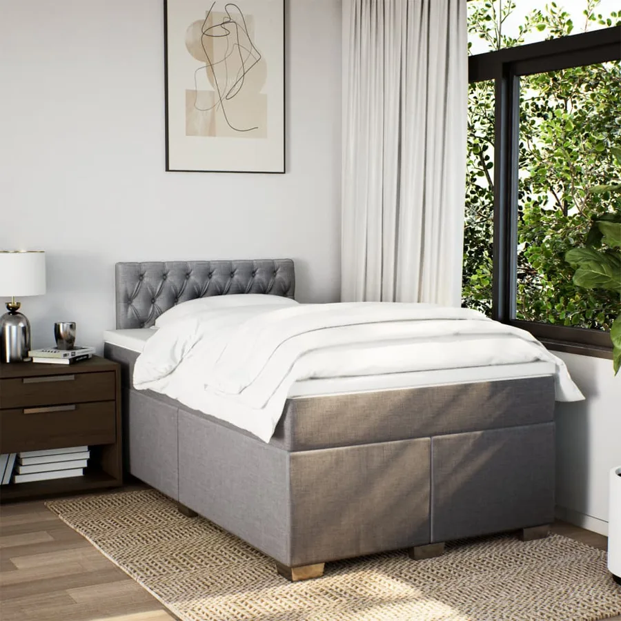 Sommier à lattes de lit avec matelas Taupe 120x200 cm Tissu - 3