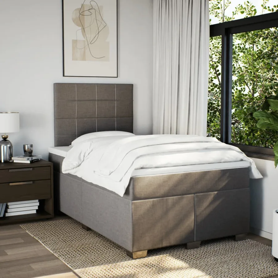 Sommier à lattes de lit avec matelas Taupe 120x200 cm Tissu - 3