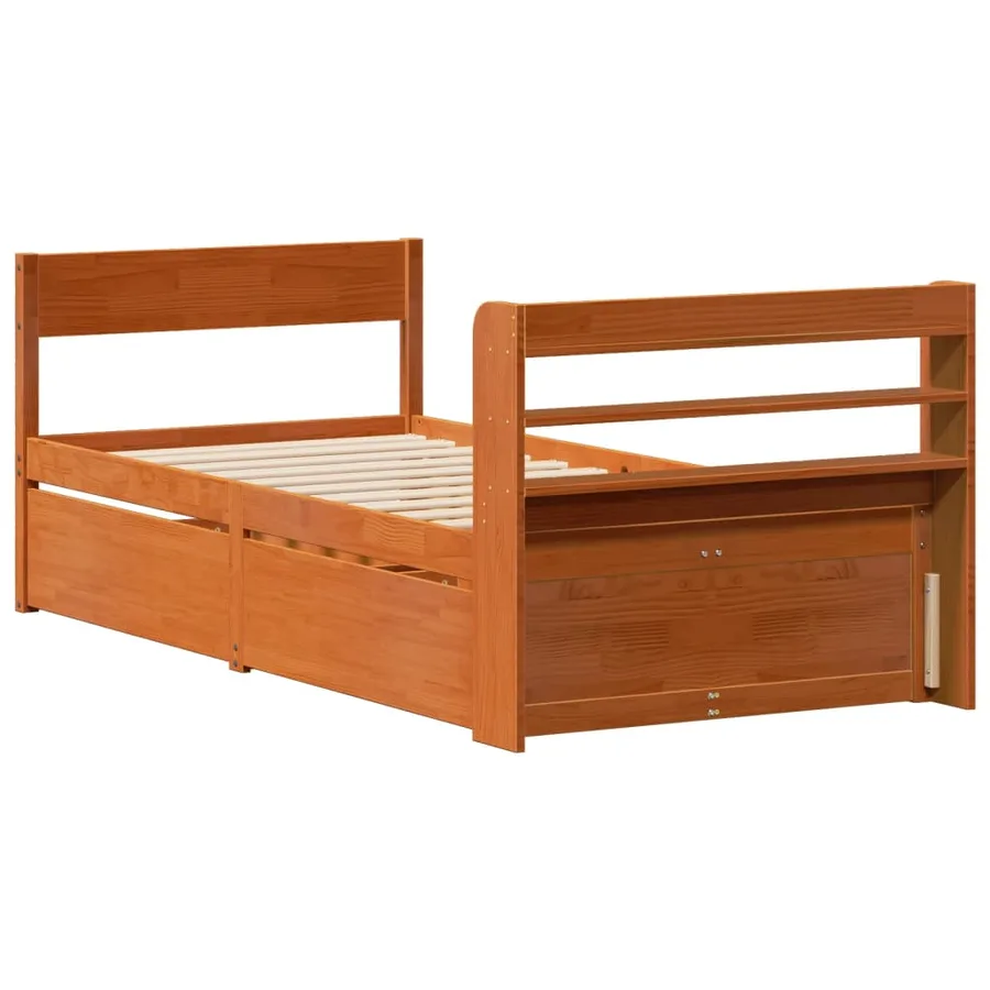 Cadre de lit sans matelas cire marron 100x200cm bois pin massif - 8