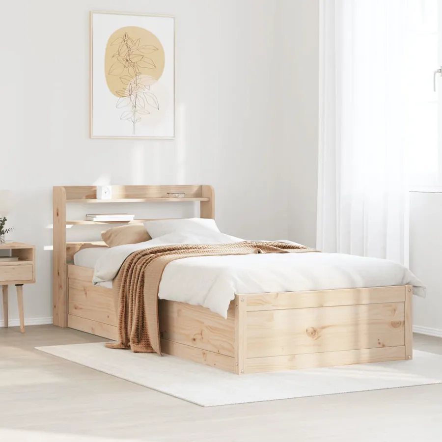Cadre de lit avec tête de lit 75x190 cm bois de pin massif - 3