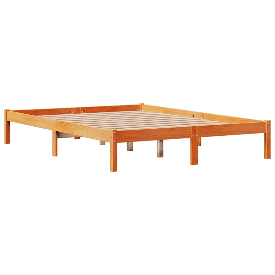 Cadre de lit et tête de lit sans matelas cire marron 140x190 cm - 4