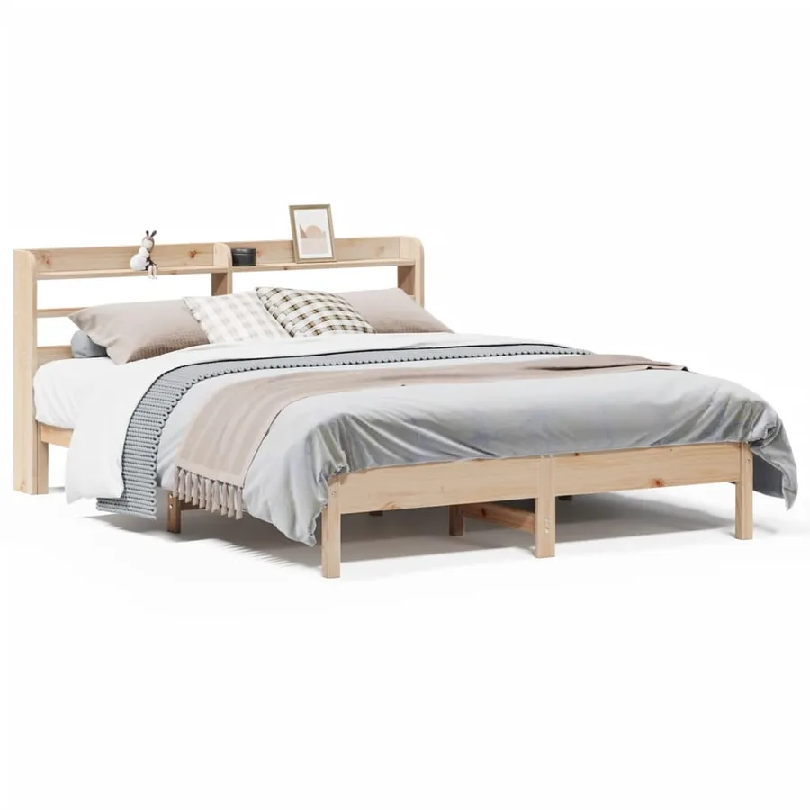 Cadre de lit sans matelas 135x190 cm bois de pin massif - 2