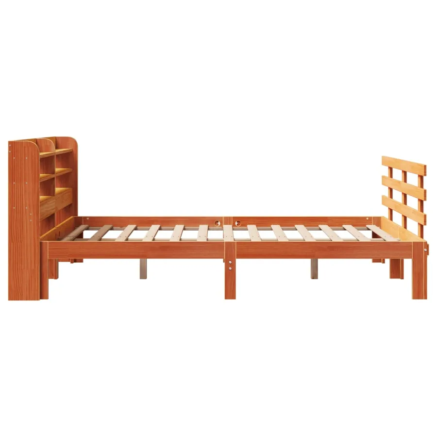 Cadre de lit et tête de lit sans matelas cire marron 140x190 cm - 7