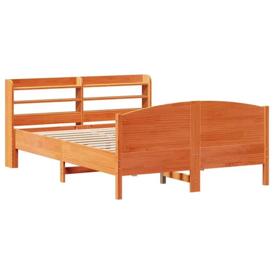 Cadre de lit sans matelas cire marron 140x190cm bois pin massif - 3