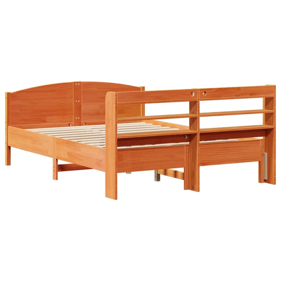 Cadre de lit sans matelas cire marron 140x190cm bois pin massif - 6
