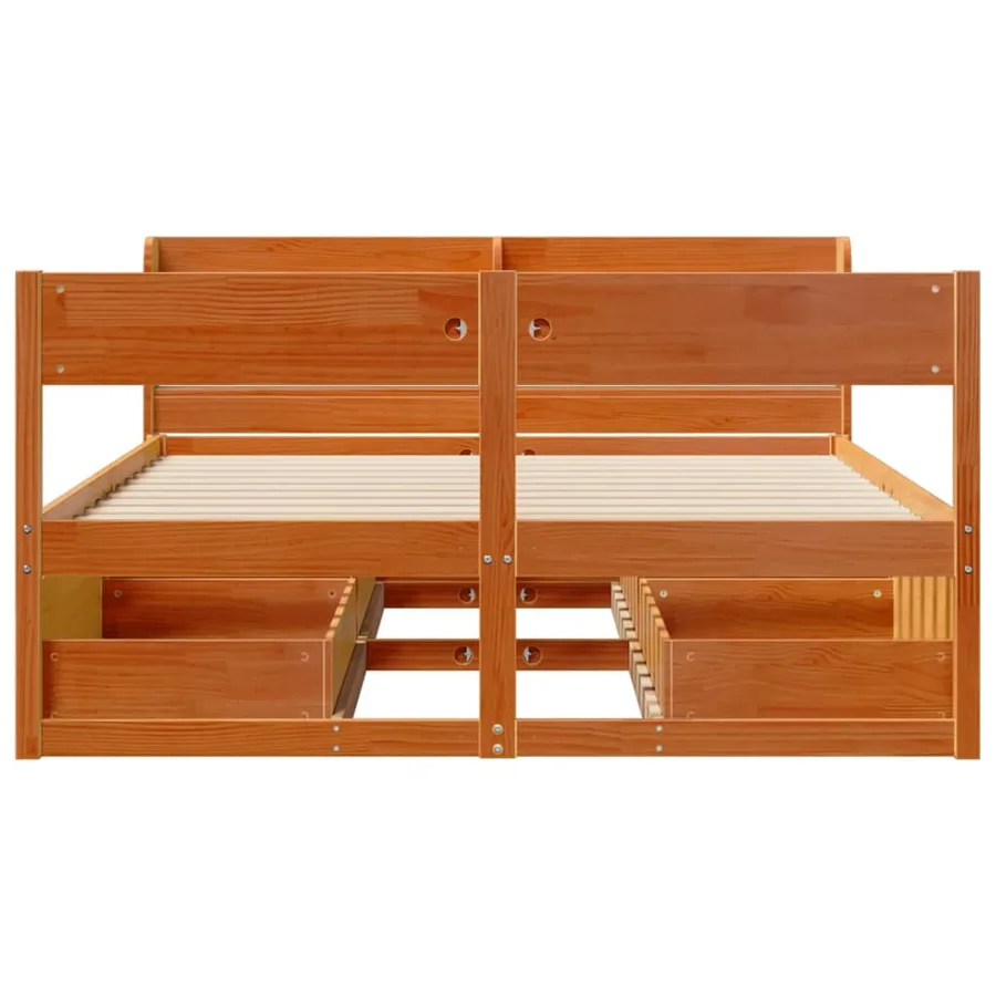 Cadre de lit sans matelas cire marron 140x200cm bois pin massif - 4