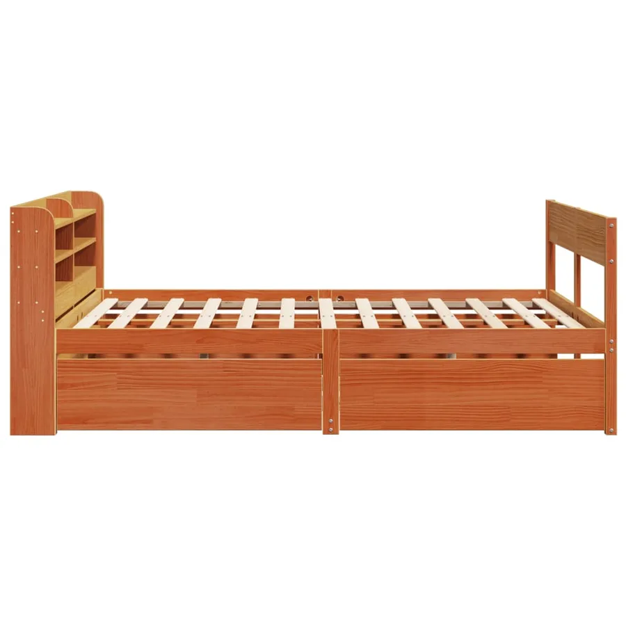 Cadre de lit sans matelas cire marron 140x200cm bois pin massif - 7