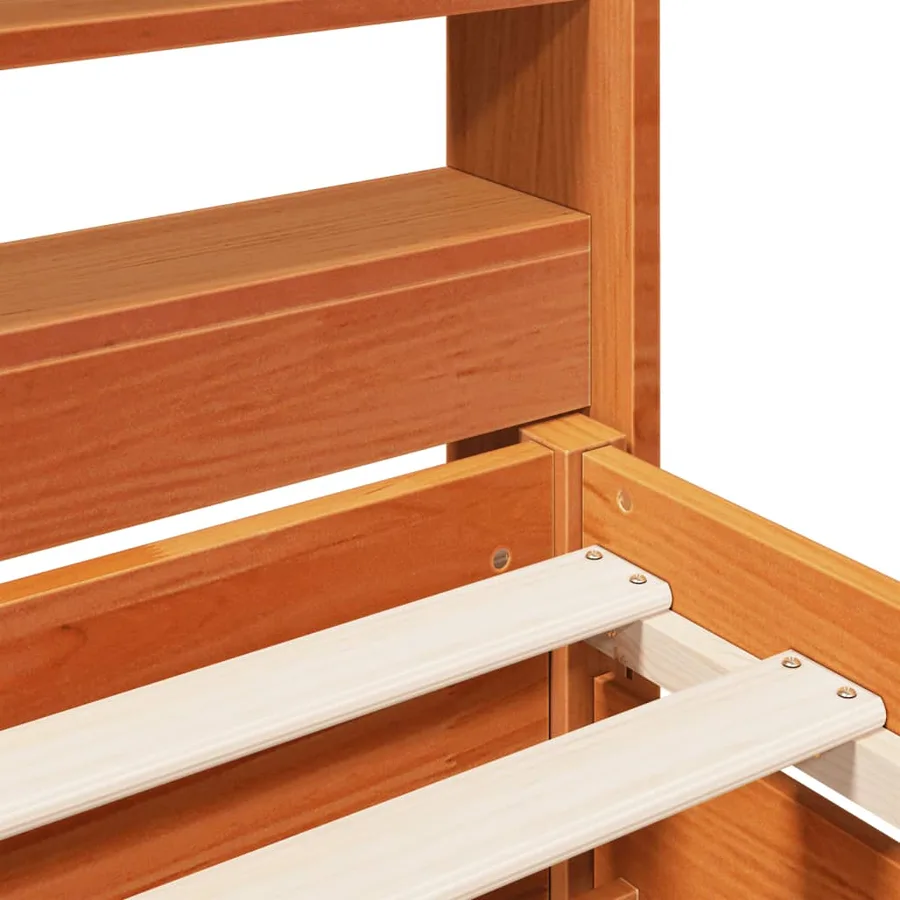 Cadre de lit sans matelas cire marron 140x200cm bois pin massif - 9