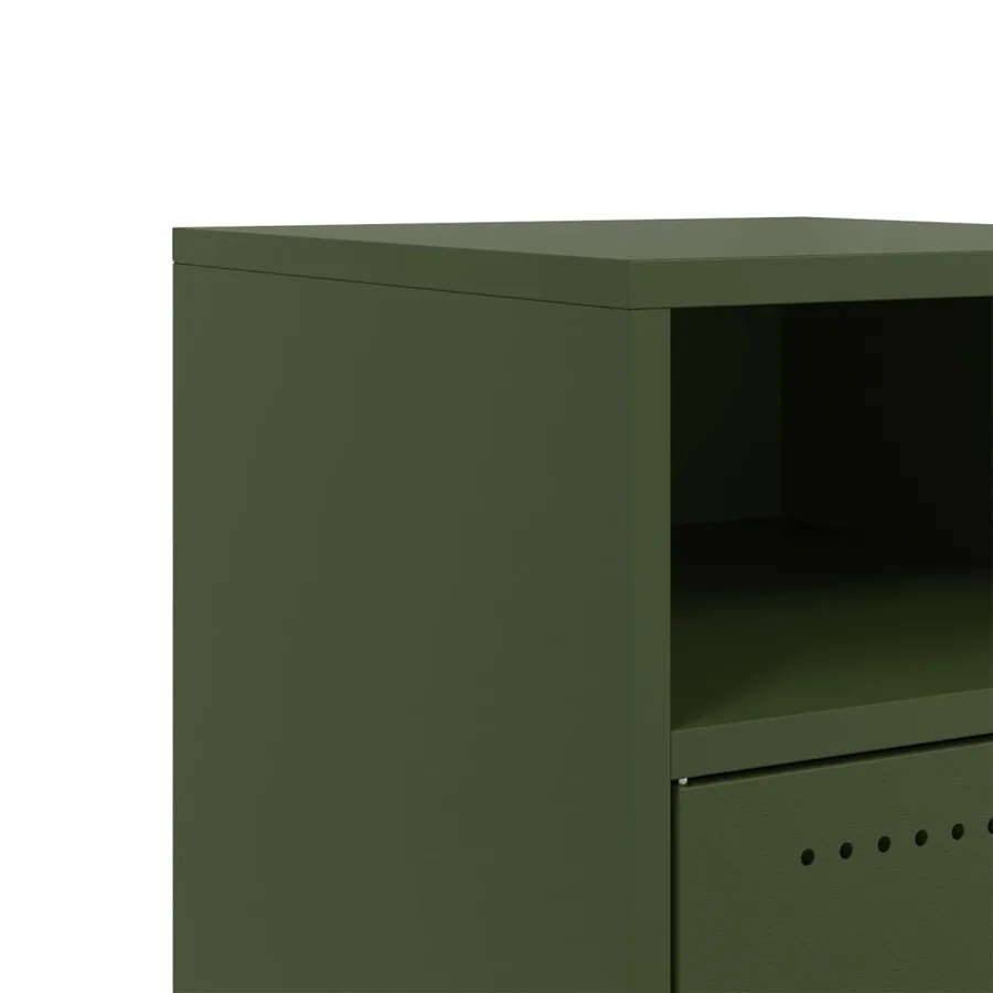 Tables de chevet 2 pcs vert olive 36x39x59 cm acier - 11