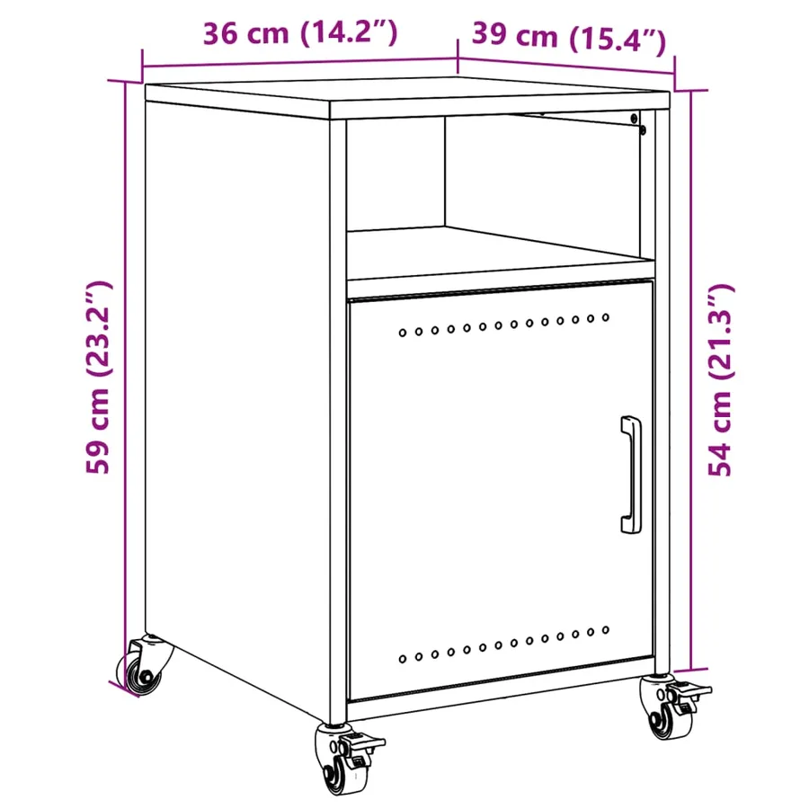 Tables de chevet 2 pcs vert olive 36x39x59 cm acier - 14