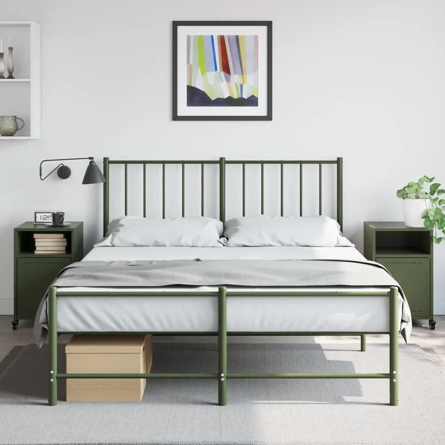 Tables de chevet 2 pcs vert olive 36x39x59 cm acier - 3