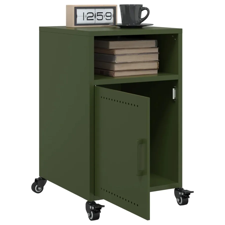 Tables de chevet 2 pcs vert olive 36x39x59 cm acier - 4