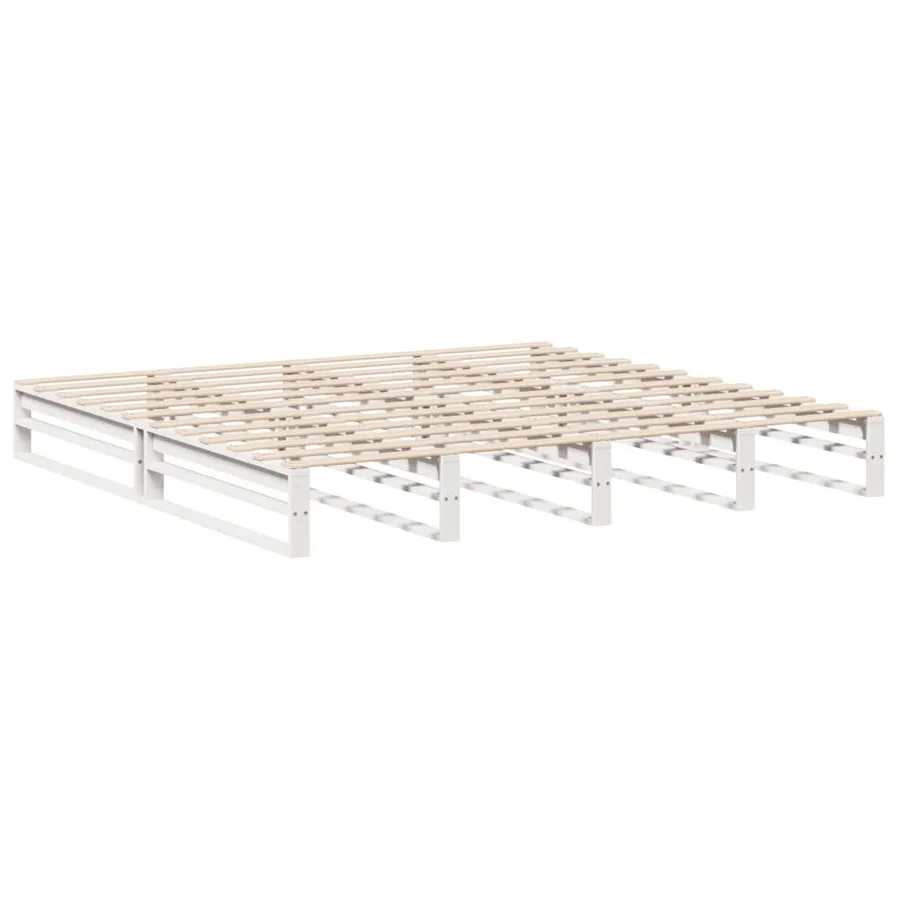 Cadre de lit sans matelas blanc 200x200 cm bois massif de pin - 5