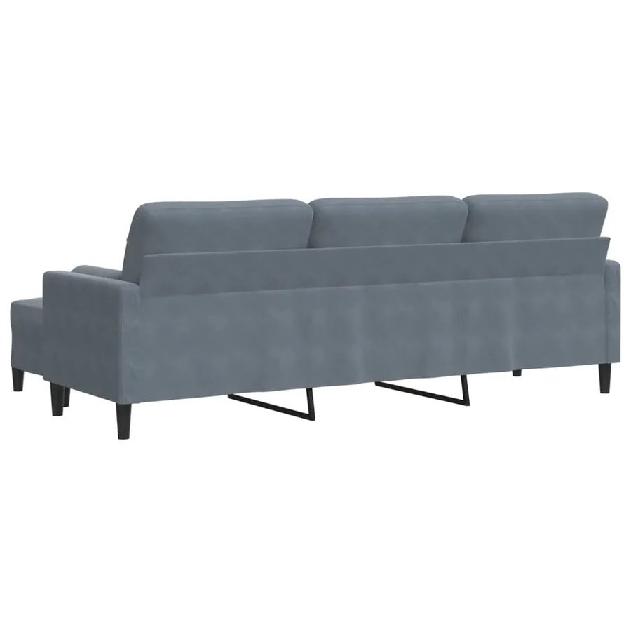 Canapé à 3 places avec repose-pieds Gris foncé 210 cm Velours - 5