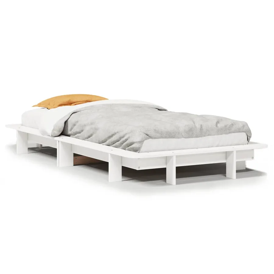 Cadre de lit sans matelas blanc 90x190 cm bois de pin massif - 2