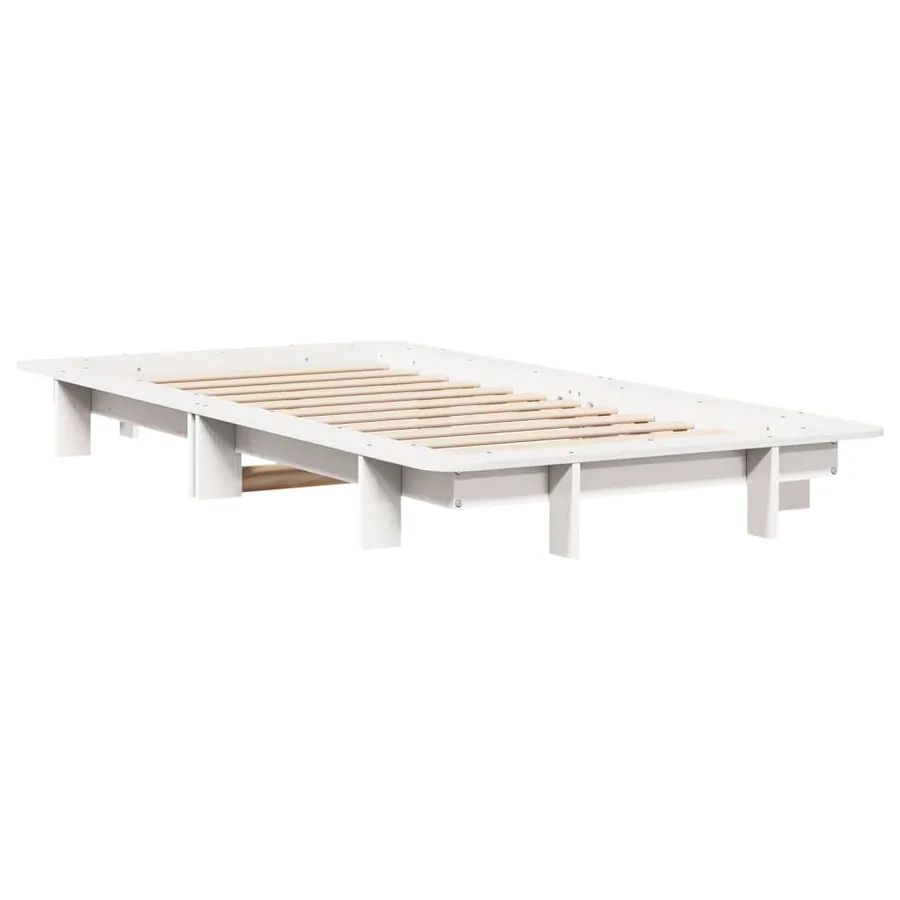 Cadre de lit sans matelas blanc 90x190 cm bois de pin massif - 6