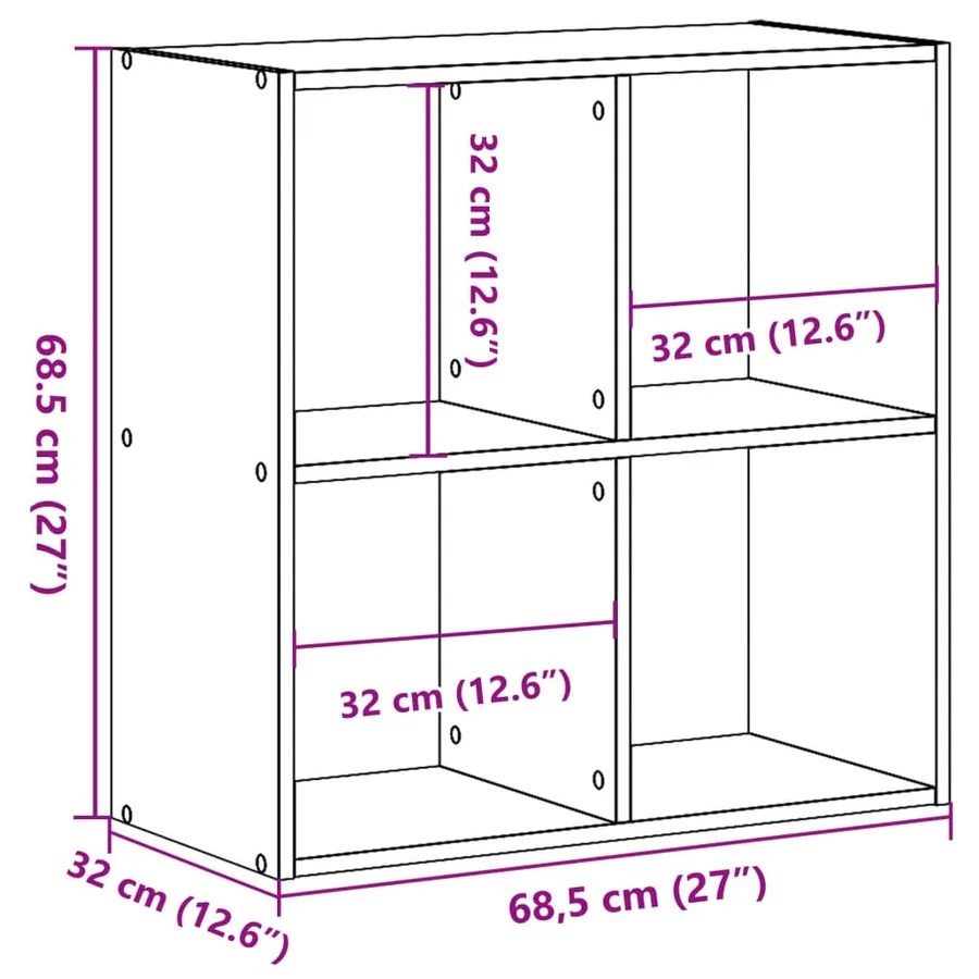 Bibliothèque sonoma gris 68,5x32x68,5 cm bois d'ingénierie - 9
