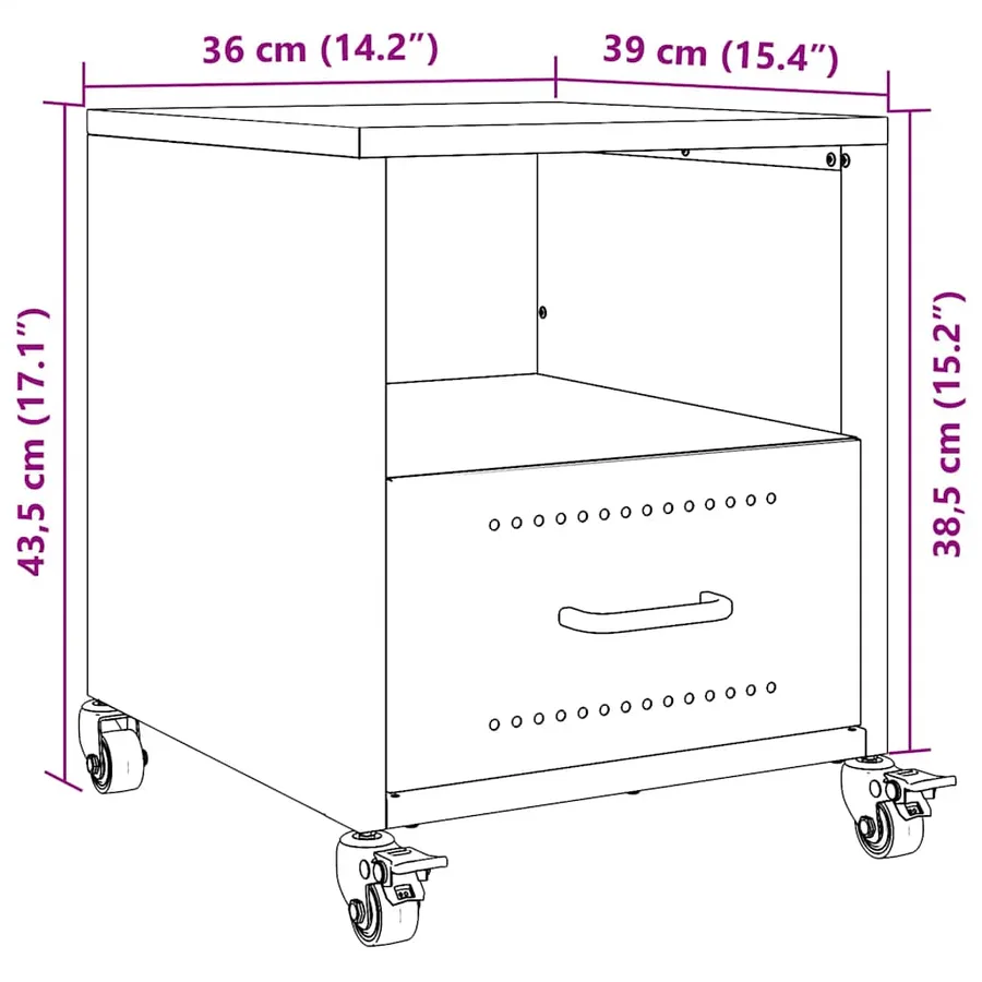 Table de chevet vert olive 36x39x43,5 cm acier - 13