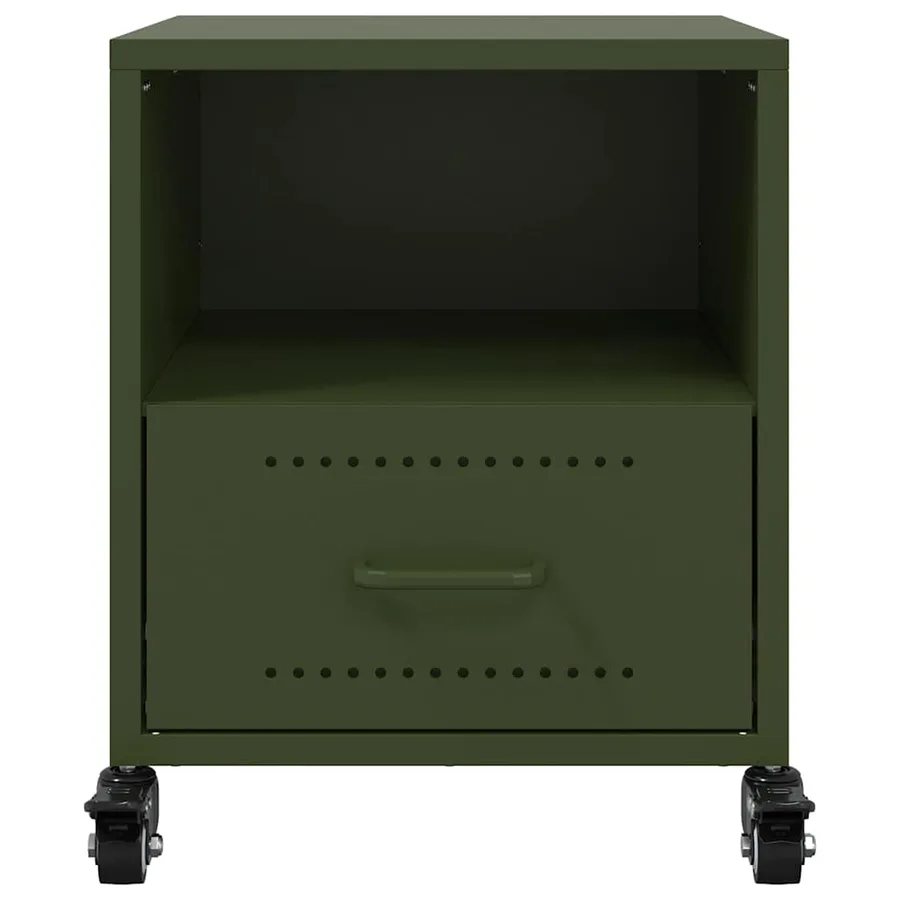 Table de chevet vert olive 36x39x43,5 cm acier - 6