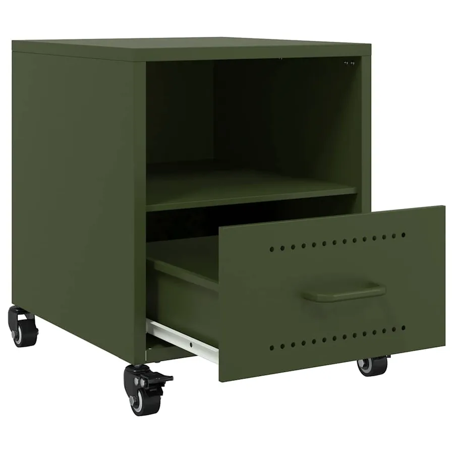 Table de chevet vert olive 36x39x43,5 cm acier - 9