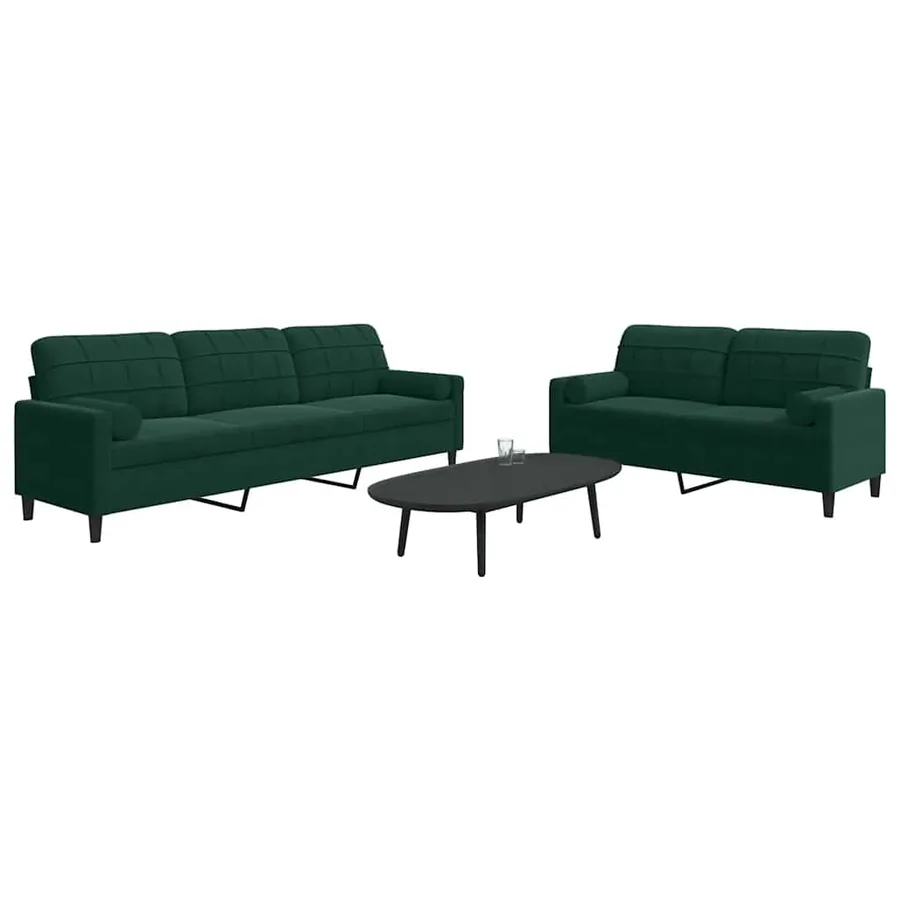 Ensemble de canapés 2 pcs avec coussins et traversins velours