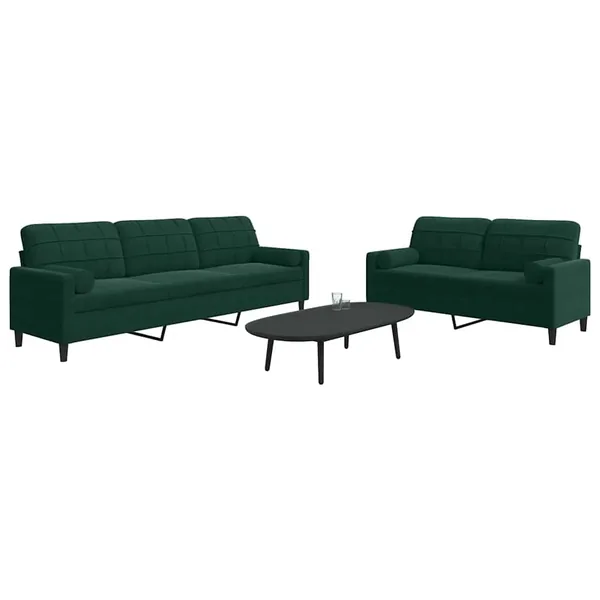 Ensemble de canapés 2 pcs avec coussins et traversins velours