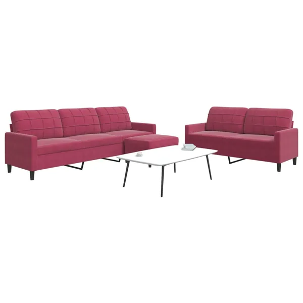 Ensemble de canapés 3 pcs avec coussins Rouge bordeaux Velours