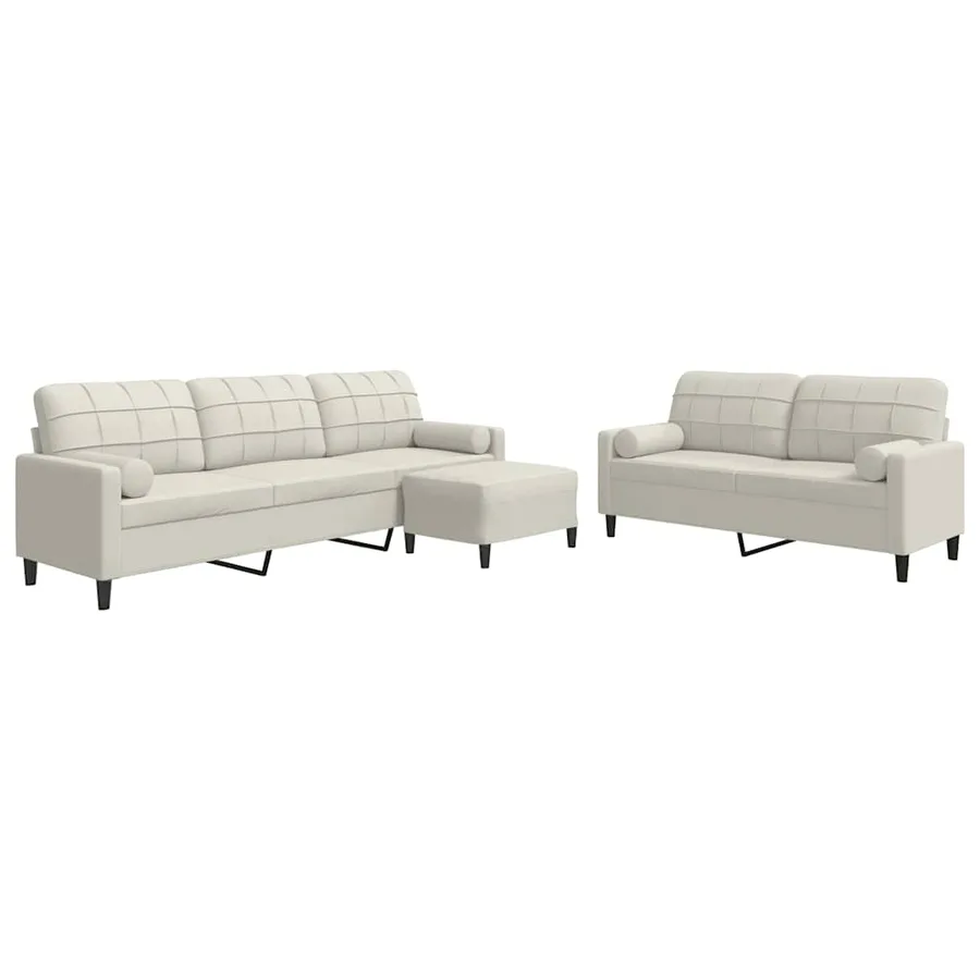 Ensemble de canapés 3 pcs avec coussins et traversins velours - 2