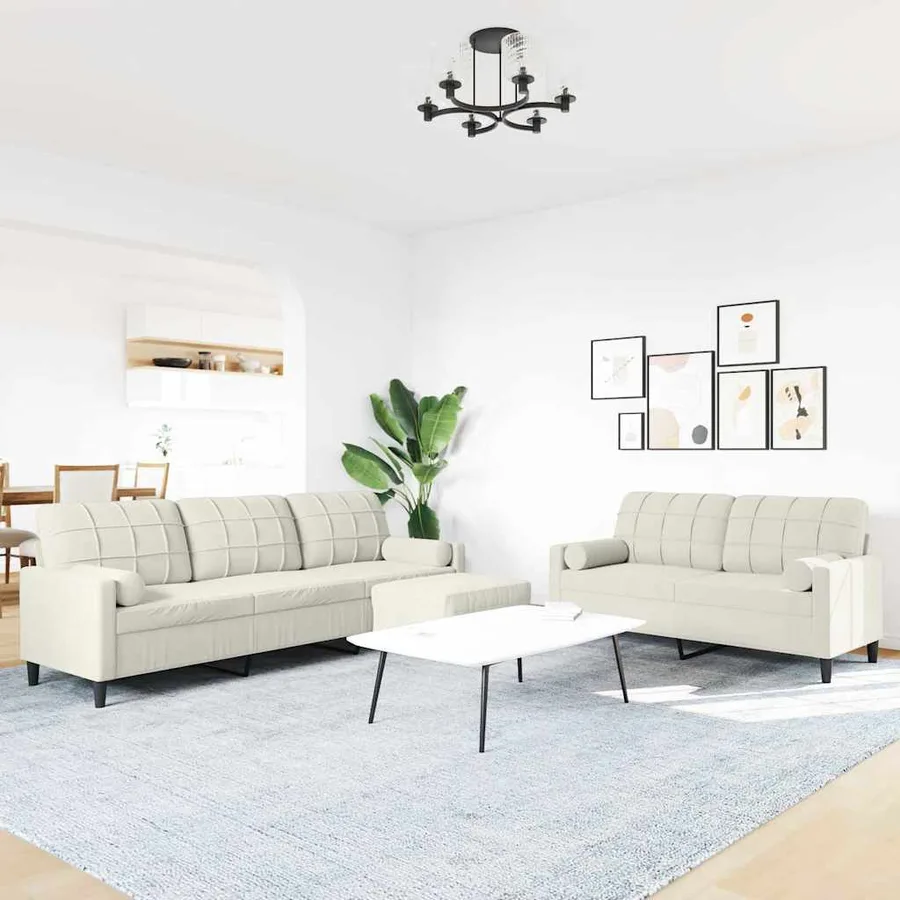 Ensemble de canapés 3 pcs avec coussins et traversins velours - 3